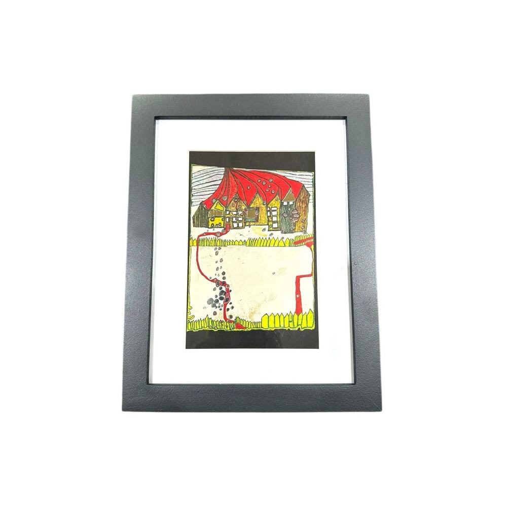 Vintage F. Hundertwasser “House‎ In The Snow Silver Shower” Foil Litho Postcard